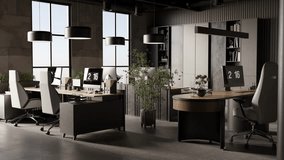 3D render of empty modern office with computers and furniture. 3D Illustration - Powered by Shutterstock - Get 15% off with code: PIKWIZARD15