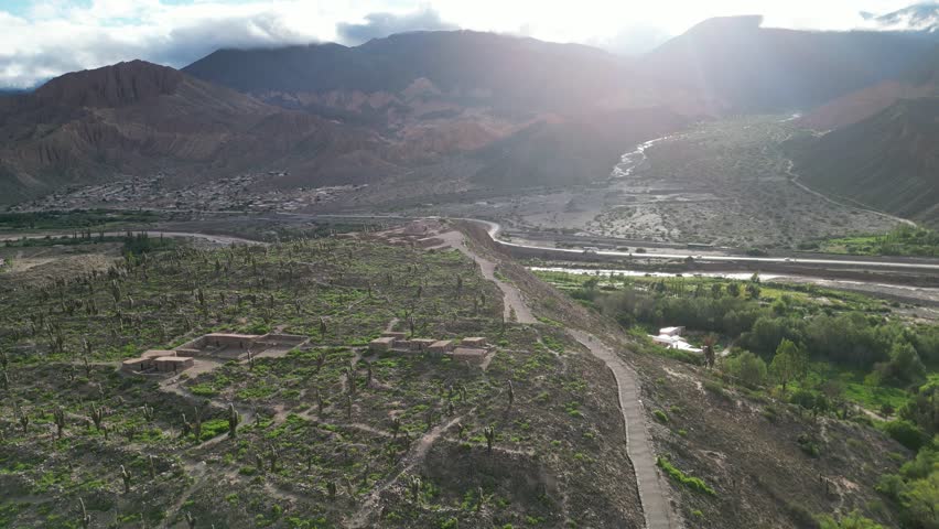 Panoramic view of Pucara de Tilcara pre-inca ruins - Tilcara, Jujuy, Argentina