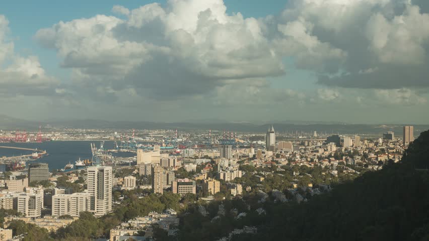 The cityscape of Haifa, Israel, time lapse