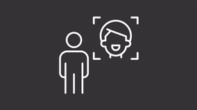 Virtual avatar white line animation. Person and user representation animated icon. User profile for social media. Black illustration on white background. HD video with alpha channel. Motion graphic