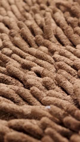 Brown micro fiber soft carpet. True macro close up, domestic texture. High absorbent fabric Royalty-Free Stock Footage #3467473451