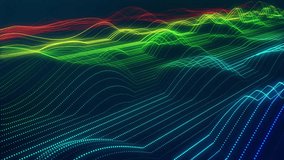 Stunning surface composed of neon glow particles that form waves of light. Captivating seamless looped animation. Design is perfect for various applications, events, shows. Rainbow. 3D Illustration - Powered by Shutterstock - Get 15% off with code: PIKWIZARD15
