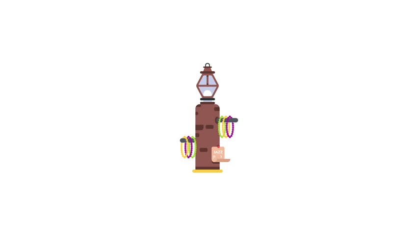 Get a flat animated icon showing decorative lamppost 