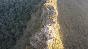 Drone flying over a rock formation in a National Park in Australia