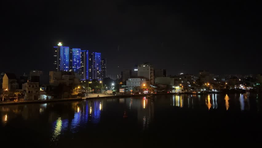 Night Ho Chi Minh City Vietnam Night of Vinhomes Central Park Development from Binh Thanh
