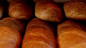 Close-Up of Fresh Bread in Bakery Shop: 4K Video