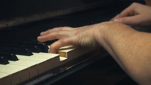 Piano music pianist hands playing. Musical instrument grand piano details