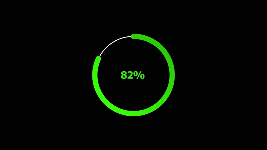 82% number percent circle loading icon pie chart diagrams modern design animation background.