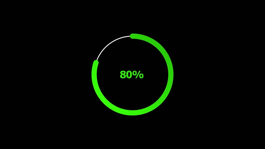 80% number percent circle loading icon pie chart diagrams modern design animation background.
