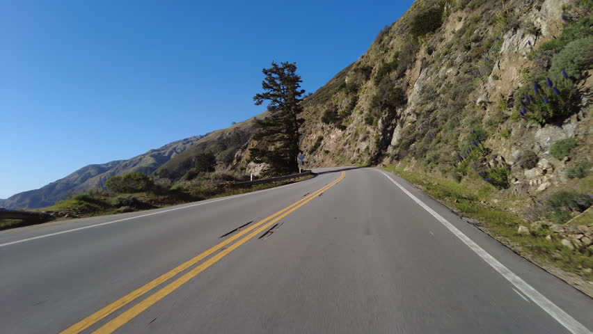 Big Sur Pacific Coast Highway Northbound 7 McWay Falls to Pfeiffer Beach 07 Front View MultiCam Driving Plate California USA Royalty-Free Stock Footage #3468033989