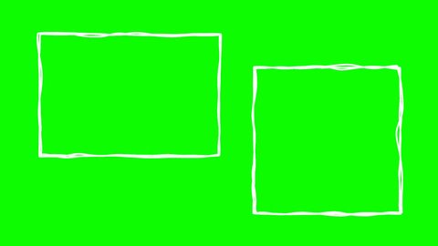 Video clip hand-drawn frame for film editing with green chroma key background