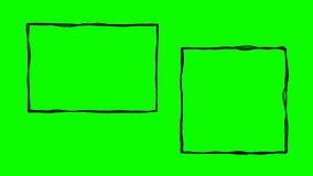 Video clip hand-drawn frame for film editing with green chroma key background
