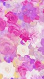 Vertical video - beautiful floral design motion background in the style of an oil painting. Flowers include carnation, chrysanthemum, daisy, gerbera, gladiola, hydrangea and rose.