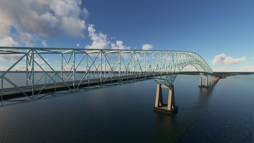 3D - Aerial drone view of Francis Scott Key Bridge - Baltimore and Dundalk in Maryland. United States