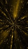 Vertical video - sparkling gold particles and shimmering light rays motion background animation. This glitzy, golden background is full HD and looping.