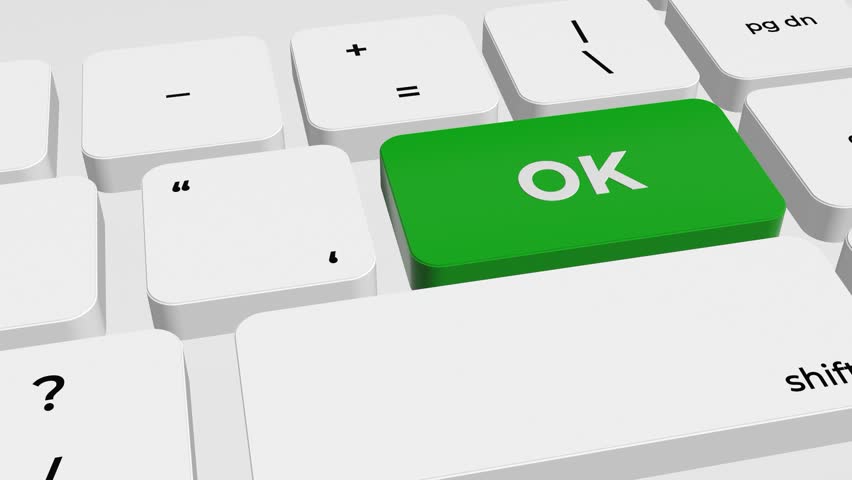 3D keyboard with the inscription ok on the button