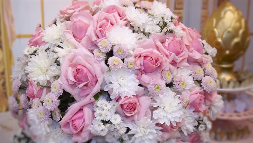 large arrangement with pink and white flowers	

