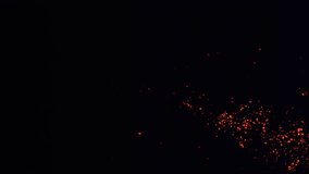 Rising fire flakes on the night sky with the feeling of a huge fire. Bright fire particles flowing with the wind. Bonfire background animation. Flowing fire ashes in the night. Cinematic intro. 4k. - Powered by Shutterstock - Get 15% off with code: PIKWIZARD15