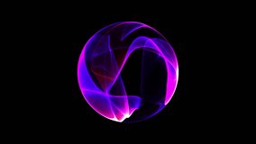 3D rendering of a simple clean, abstract alien sphere made of wavy gradient shapes and lines, in neon purple colors on a black background. Stylish modern neon laser ball. Background inspired by Pink - Powered by Shutterstock - Get 15% off with code: PIKWIZARD15