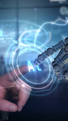 Human interaction with artificial intelligence processing a request.