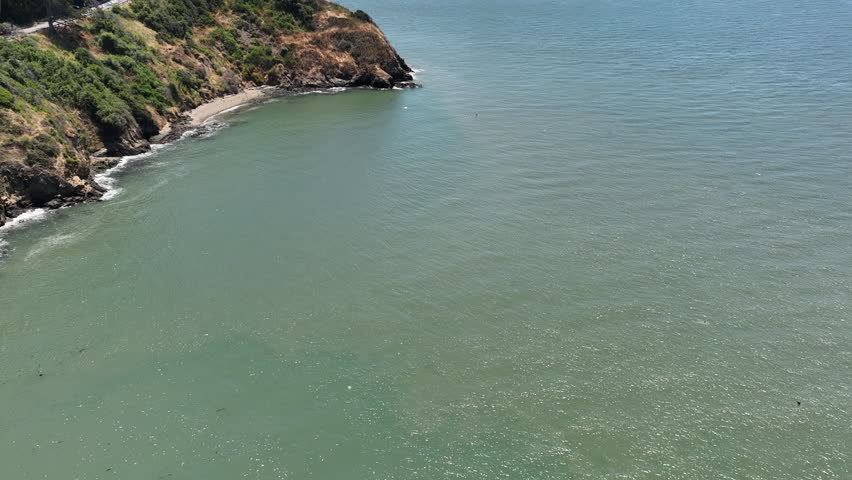 San Francisco Bay Bridge Aerial Shot from Treasure Island Forward Tilt Up California USA