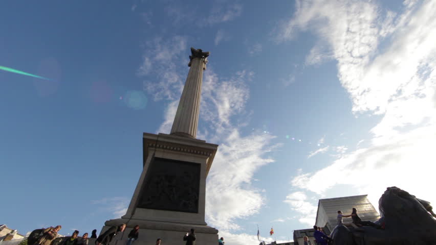 LONDON - OCTOBER 7, 2011:  Nelson's monument as seen from its foot 