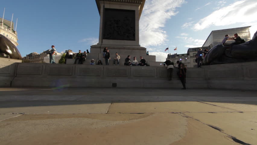 LONDON - OCTOBER 7, 2011: Panning shot from right to left showing people at the