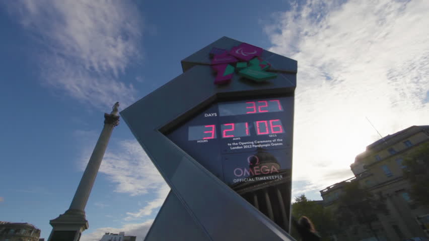 LONDON - OCTOBER 7, 2011: Time lapse shot of an Olympic countdown sign at