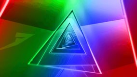CG colorful triangle tunnel, abstract background. 4K Animation