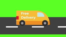 Free Delivery and Express shipping vehicle vector animation. 4k stock video for editing element.