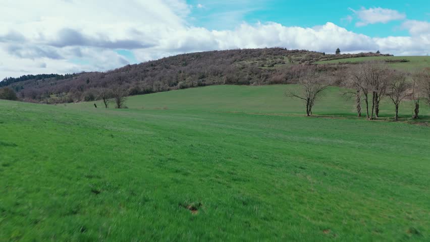 Expansive Green Fields Under Cloudy Sky