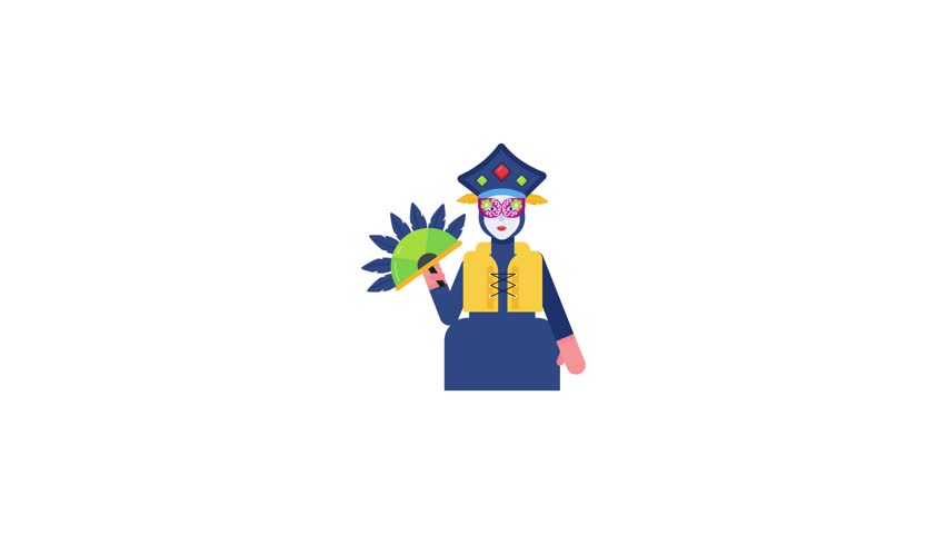 A customizable flat animated icon of carnival dress 