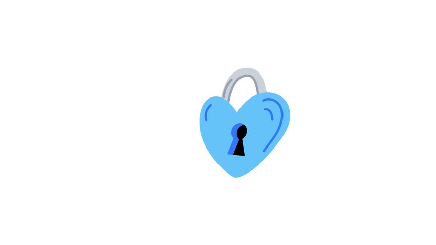 Heart key with be my valentine typography, flat sticker animation 