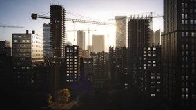 Aerial Drone Shot of Building Construction Finished with VFX: Real Estate Development Site Transforms with Analytical 3D Graphics Project. Visualization, Digitalization of Urban City Design Progress - Powered by Shutterstock - Get 15% off with code: PIKWIZARD15