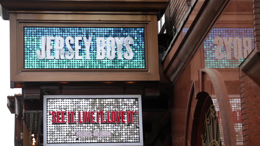 LONDON - OCTOBER 9, 2011: Jersey Boys sign at a theater