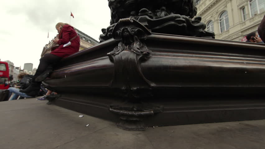 LONDON - OCTOBER 9, 2011: Bottom of Eros statue in Piccadilly Circus, London