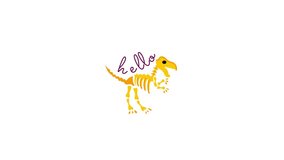 Dinosaur skeleton with hello word, trendy flat animated sticker  - Powered by Shutterstock - Get 15% off with code: PIKWIZARD15