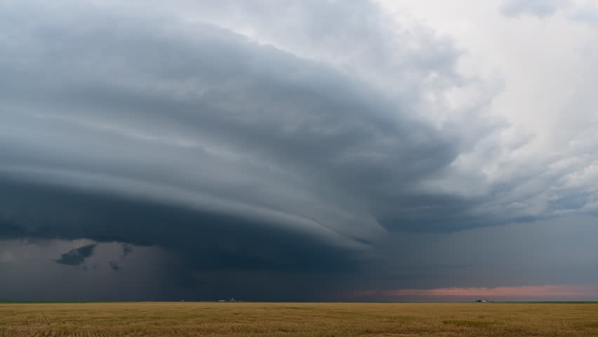 Shelf cloud moves across open fields in the Oklahoma Panhandle. Royalty-Free Stock Footage #3469260263
