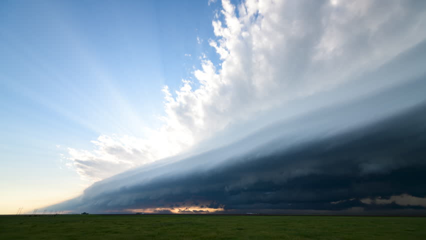 Blue sky contrasts an approaching shelf cloud in Texas. Royalty-Free Stock Footage #3469261231