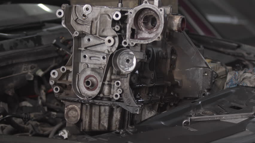 Car Engine Removing From Dashboard Hood Footage.