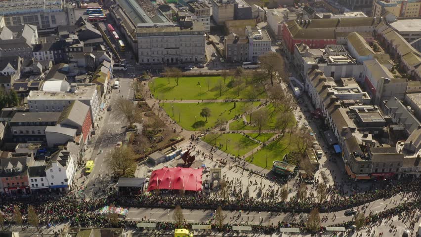 Eire square in Galway City during the bustling St. Patrick