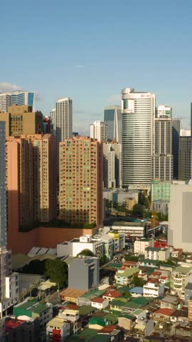 Aerial view of Residential district of Makati. Vertical video
