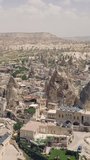 Aerial view of Goreme. Vertical video