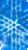 Vertical video blue hexagon waves in white glow vj loop