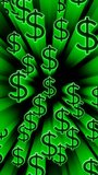 Vertical video green neon dollars sign waves loop animation background
