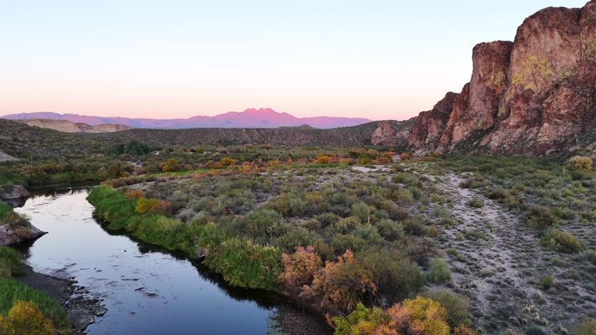 Sunset Arizona, Drone aerial - salt river