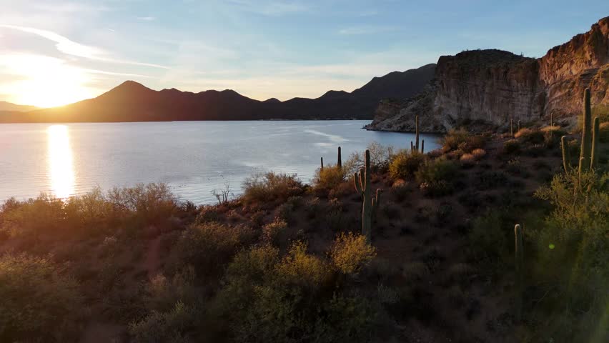 Saguaro lake Arizona drone aerial