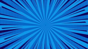 Blue background in pop art and comic style. Simple flat Sunlight Burst Looping Animation. Motion graphics and digital composition. Minimalistic abstract background with copy space. 4K  - Powered by Shutterstock - Get 15% off with code: PIKWIZARD15