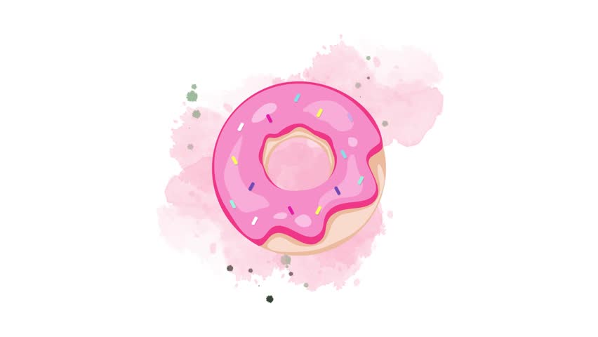 illustration of a strawberry flavored donut with pink splashes