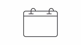 Task organizer done line animation. Daily planner animated icon. Filling in calendar. Todo list accomplishment. Black illustration on white background. HD video with alpha channel. Motion graphic